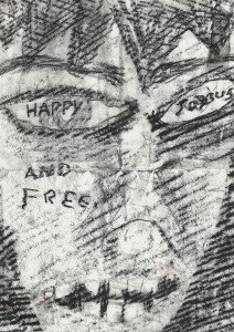 "Happy, Joyous, and Free." 1/19/13. Charcoal. 8½x12".